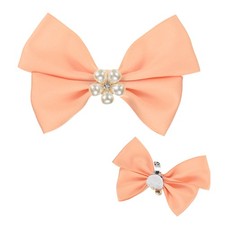 2 Paar Schuhclips Satin Perlen Orange