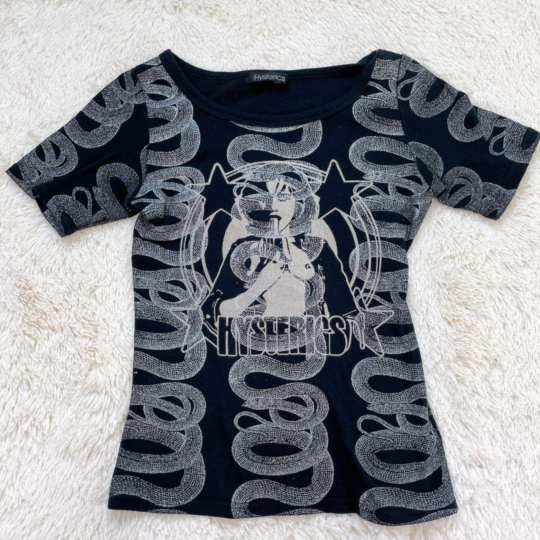HYSTERIC GLAMOR Vintage Snake Hit Sleeve T-Shirt Free Size HYSTERIC GLAMOR Vintage Snake Hit Sleeve T-Shirt Free Size