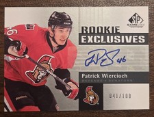 2011-12 SP Game Used Hockey Rookie Exclusives Patrick Wiercioch AUTO #041/100