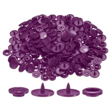 200 Set Plastic Snaps T5 Round Resin No-Sew Button Fasteners Kit, Deep Purple