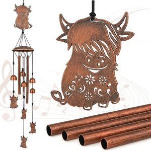 Highland Cow Wind Chimes Birthday Gifts for Cow Lover Women Metal Birthday Decor - Picture 1 of 7