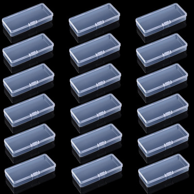 18 Pieces Small Plastic Case Small Storage Containers Transparent Storage Case P