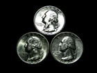 1943PDS  Brilliant Uncirculated 90% Silver Three Coin Washington Quarter Set DF3