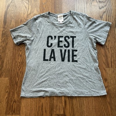 Cinq a Sept Tous Les Jours Women s C EST LA VIE Graphic Tee M Gray