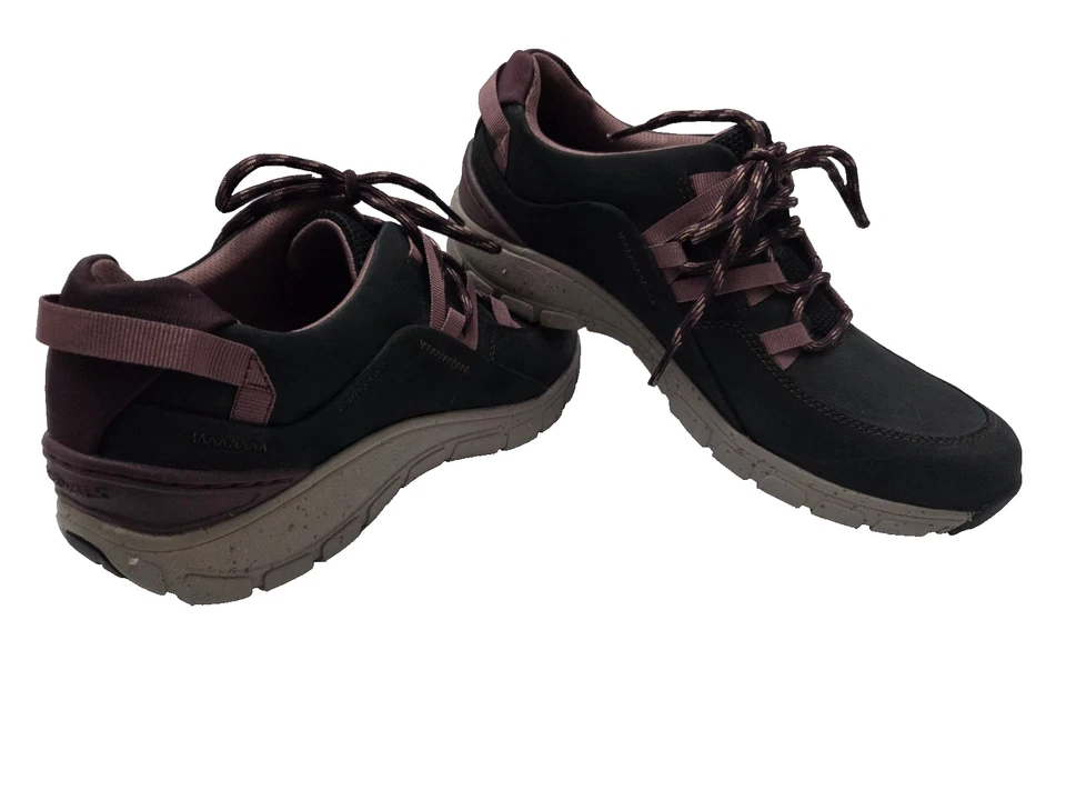 ZAPATILLAS CLARKS WAVEWALK WAVE RANGE AP MUJER TALLA 11M CUERO NEGRO/PÚRPURA USADAS EN EXCELENTE ESTADO Foto 4 de 4