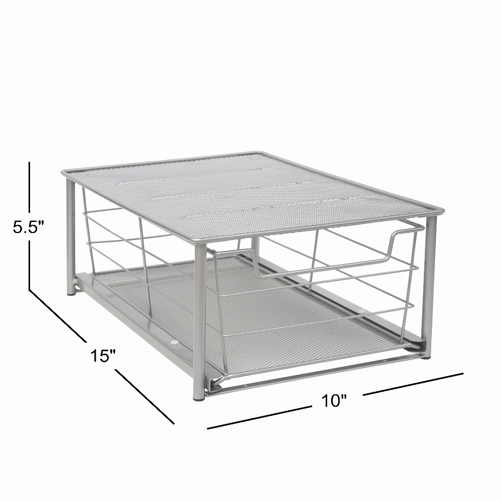 Stackable Slide-Out Drawer Organizer, Satin Nickel, 10.03" x 14.96"