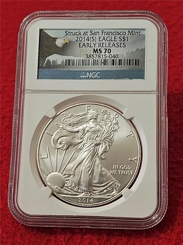 2014(S) American Silver Eagle ASE Dollar STRUCK AT SAN FRAN NGC MS 70 ER #T2015