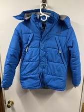 Lands' End Jacket Youth Medium 10/12 Blue Hooded Insulated Ski Winter Snow