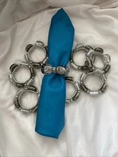 Fennco Styles Contempary Beaded Metal Napkin Rings~set Of 8 Used