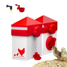 RentACoop 2.5lb Chick2Chicken Medium Sliding Port Feeder and 64 Ounce 2 Liter