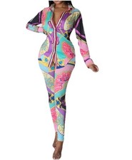 Matching 2 Piece Stretch Co-ord Pink Yellow Purple Teal Black Pants Set - Size L