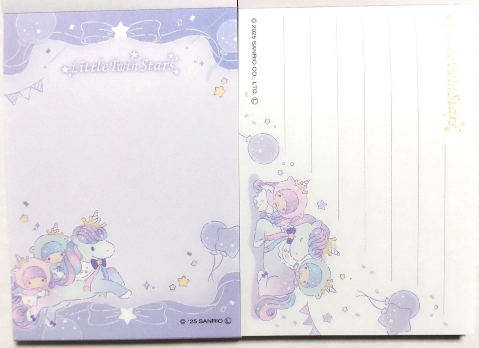 Sanrio Figur Little Twin Stars Mini Memo Block 70 Einhorn 2025 MADE IN JAPAN - Bild 2 von 2