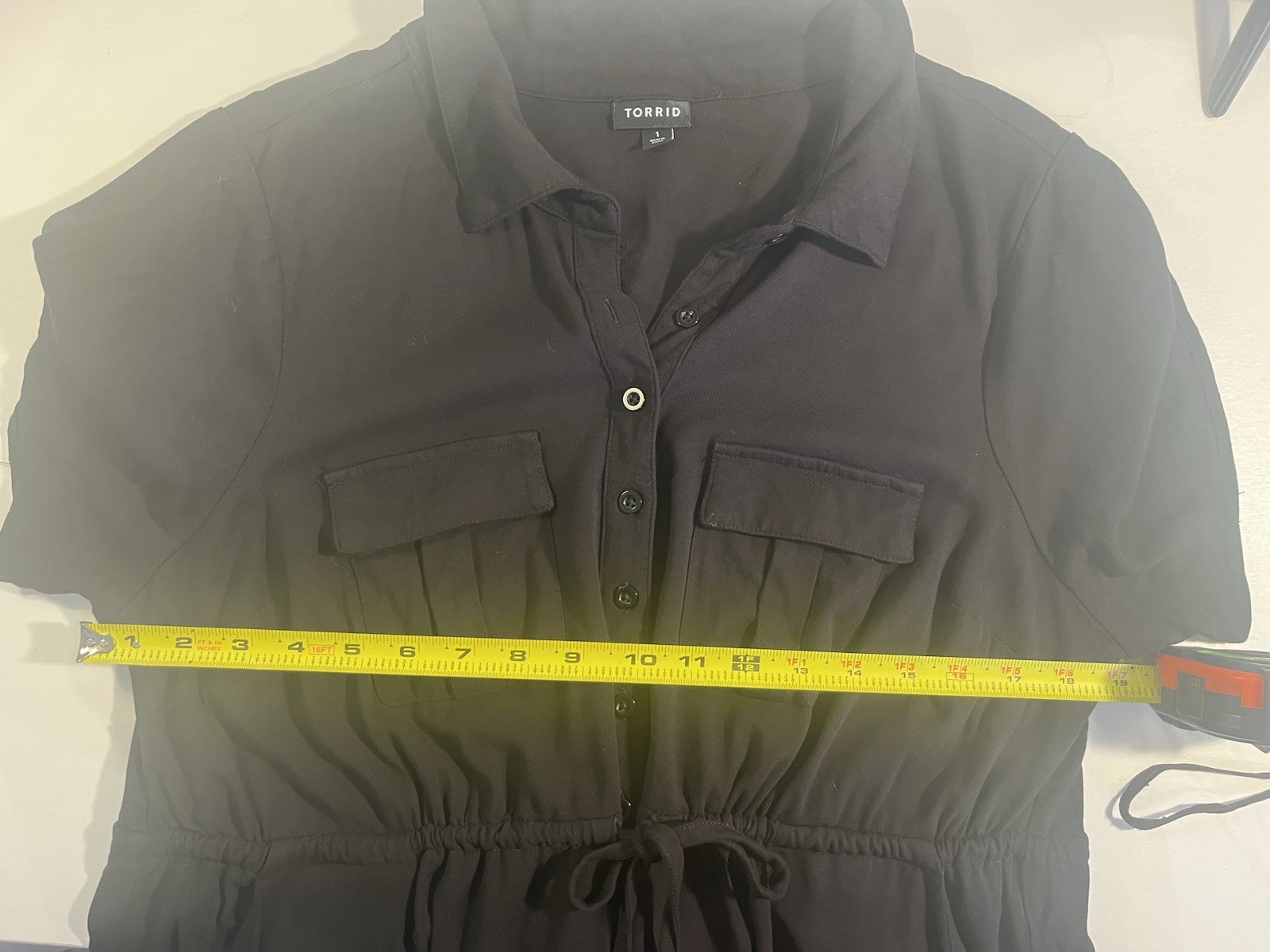 Torrid Black Mini Twill Drawstring Shirtdress Poc… - image 10