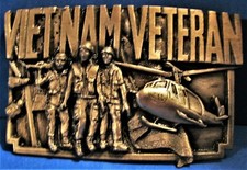Vintage 1983 Bergamot Brass Works Viet Nam Veteran Military Belt Buckle