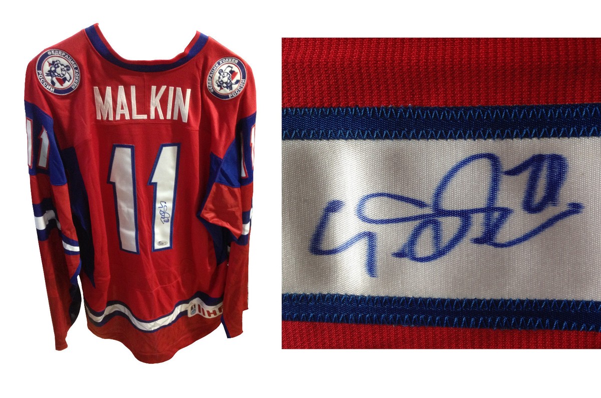 Evgeni Malkin signed IIHF 2010 Olympics Russia hockey jersey Nike