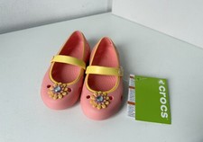 NUOVO Crocs Keeley Petal ballerina taglia C 8 (24/25) Melon Sunshine arancione scarpe