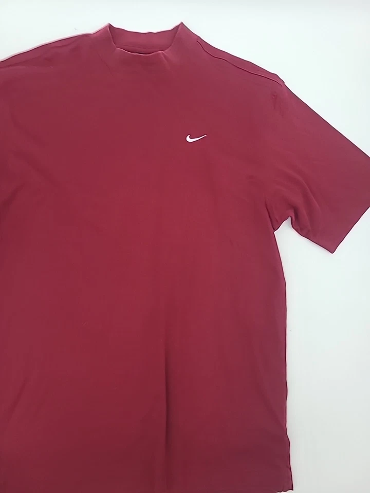 Vintage Nike Golf Mock Turtleneck Short Sleeve Shirt Maroon, 90s Large - Image 4 of 4