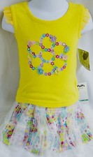 Flapdoodles Outfit Yellow Tank Top Floral Shorts Skort 2 pc Set 18 MO Lemonade