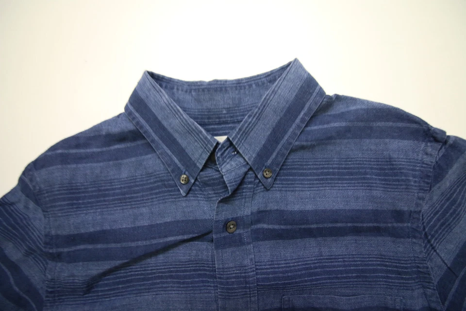 Jack Spade Warren Street NY Shirt Mens S Linen Blue Stripe Short Sleeve Button - Image 3 of 4