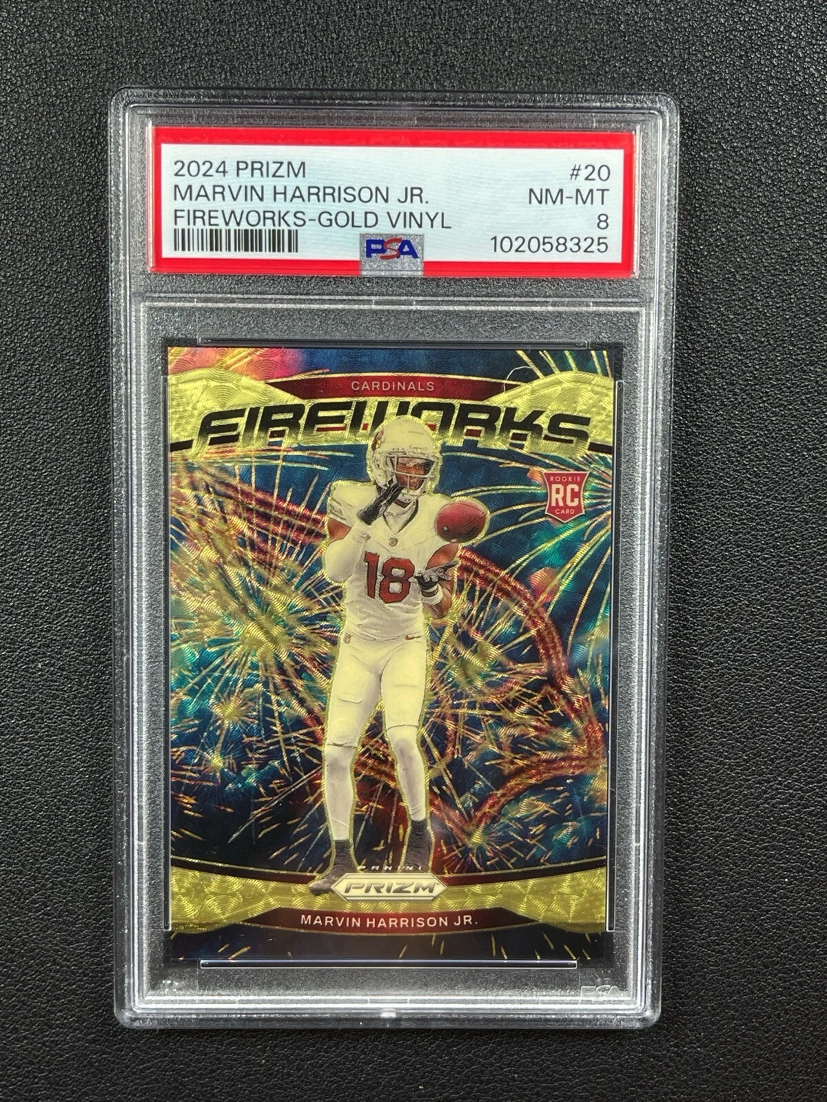 Marvin Harrison Jr. Panini Prizm Fireworks #20 Gold Vinyl