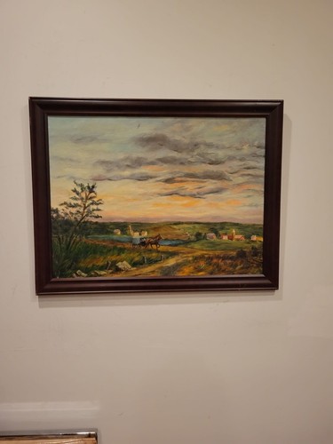 vintage oil painting signed by jean b. egan framed late view in amish country pa - Picture 9 of 18