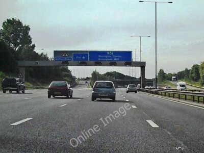 Photo 6x4 M56 Junction 4 Newall Green Exit slip road and sign gantry at J c2010