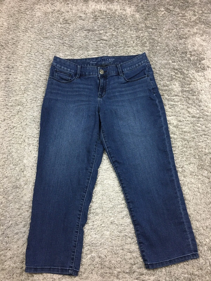 Pantalones de mezclilla The Limited Crop 917 para mujer talla 8 azul lavado oscuro mezcla de algodón Foto 3 de 4