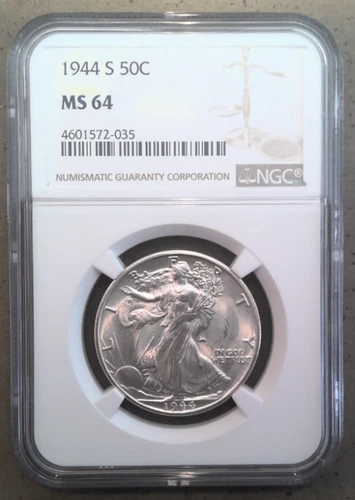 NGC MS64 1944-S Walking Liberty 90% Silver Half Dollar Near Gem Unc BU Coin