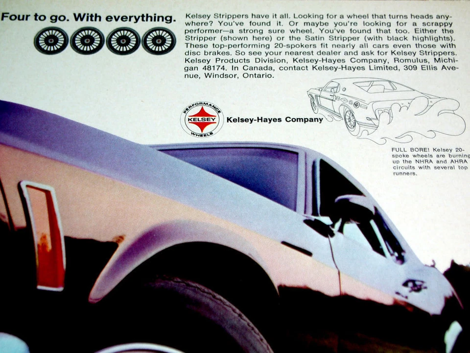 Ford Mustang Mach 1970 1 anuncio de rueda vintage*GT/1969/parrilla/emblema/guardabarros/calcomanía/svt Foto 3 de 3