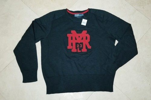 Polo Ralph Lauren Vintage Jumper XL Men Black Letterman Shoulder Elbow Pads NWT