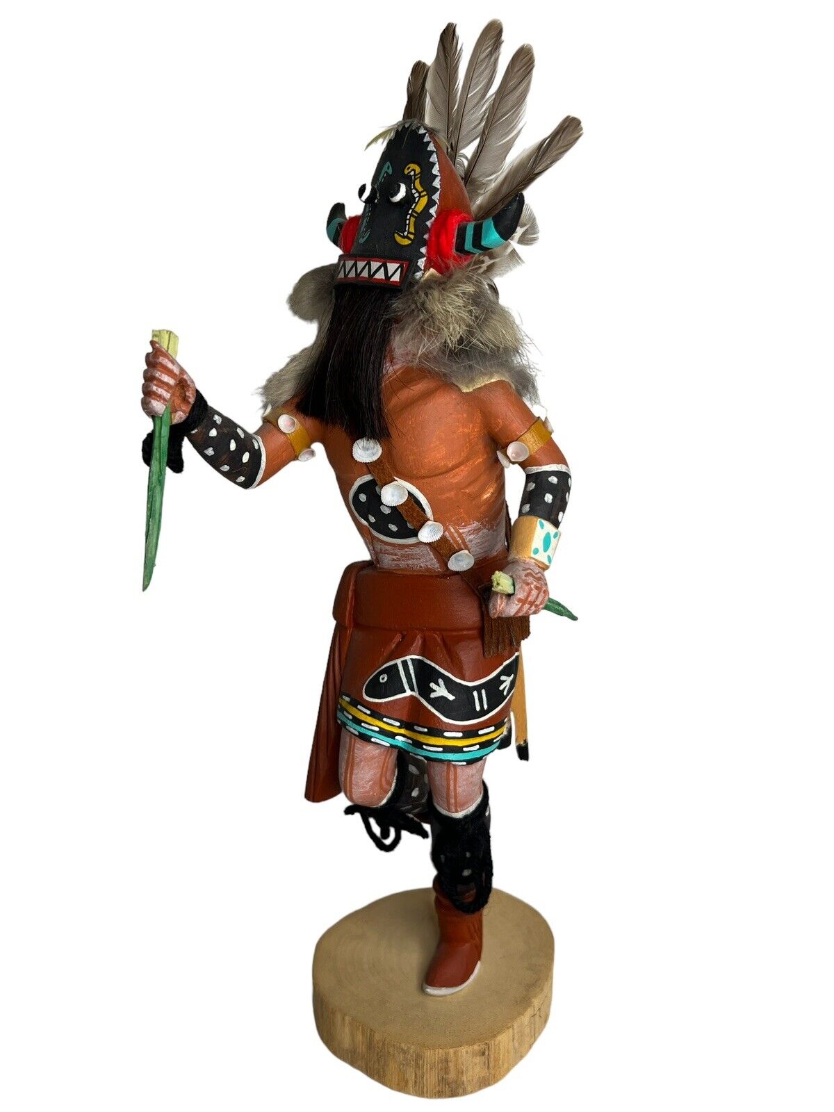 Hopi Konin Supi Kachina / Katsina Doll with shield and feathers