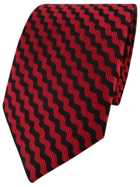Tigertie Designer Krawatte In Rot Schwarz Wellenmuster - Schlips Binder Tie-image