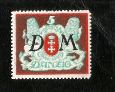 1922 FREE CITY OF DANZIG OR GDANSK LIONS COAT OF ARMS MINT STAMP DM OVERPRINTED