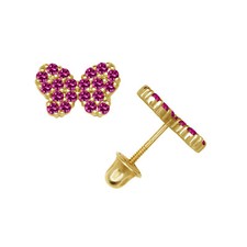 14k Yellow or White Gold Butterfly CZ Stud Earrings