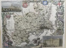 Original Engraving Map Of Middlesex London By Thomas Moule 1840 Hand Color Rare