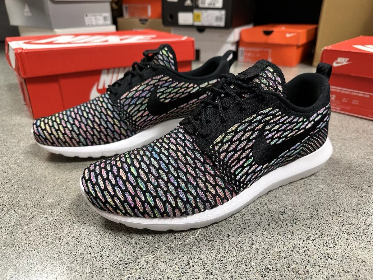 Nike Roshe NM Flyknit Multicolor Black Pink Blue size 11 677243 013
