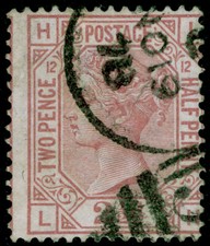 SG141, 2&frac12;d rosy mauve plate 12, USED, CDS. Cat &pound;85. LH
