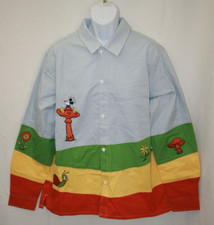 Disney Mickey  Co. Button Up Retro Embroidered Men's Collared Shirt Size L NEW