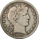 1907-S Barber Half Dollar 50C, Fine F