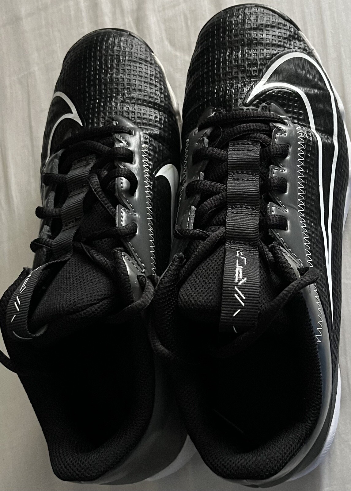 EUC BOYS NIKE VAPOR EDGE SHARK 2 FOOTBALL CLEATS SIZE 5Y-DH5089-010-BLACK/GRAY