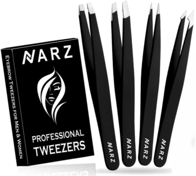 NARZ Professional Tweezers for Facial Hair Women & Men Stainless Steel Precision