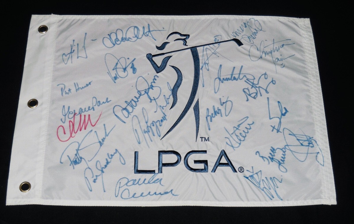 LPGA AUTOGRAPHED GOLF FLAG (23 SIGNATURES) - Wie, King, Inkster