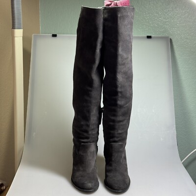 Dolce Vita Boots Womens 6 Charcoal Suede Ohanna Over the Knee OTK Block Heel