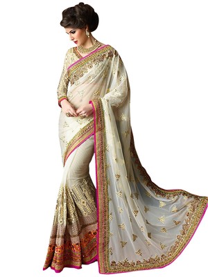 designer party wear white sarees