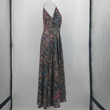 womens maxi dress deep v with belt size small medium romantic boho