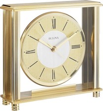 Bulova B1700 Grand Prix Clock, Antique Brass Finish