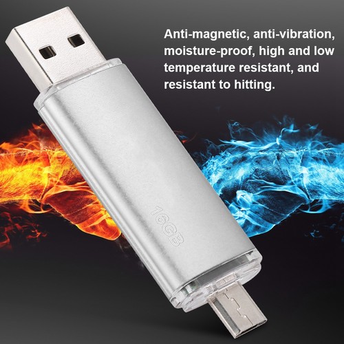 Silver Dual Use High Speed Portable OTG USB 2.0 Flash Drive U Disk Memory St NEW - Afbeelding 2 van 12