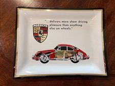 Vintage Porsche 356 Cutaway Glass Valet Tray Catch-all Dish - Rare