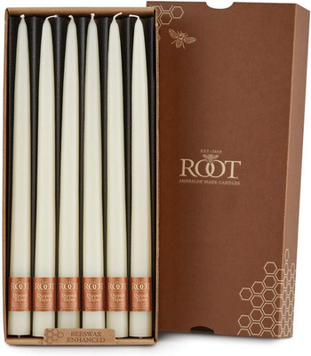 12-Count Unscented Taper Candles Smooth Hand-Dipped Dripless Beeswax Enhanced Bo