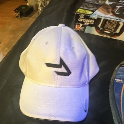 Nike White Baseball Cap Hat Black Logo Adjustable Breathable Men's One Size